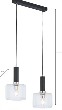 Lampa Wisząca VANES Srebrny Transparentny Szklane Klosze 2xE27 * Jupiter Clearance