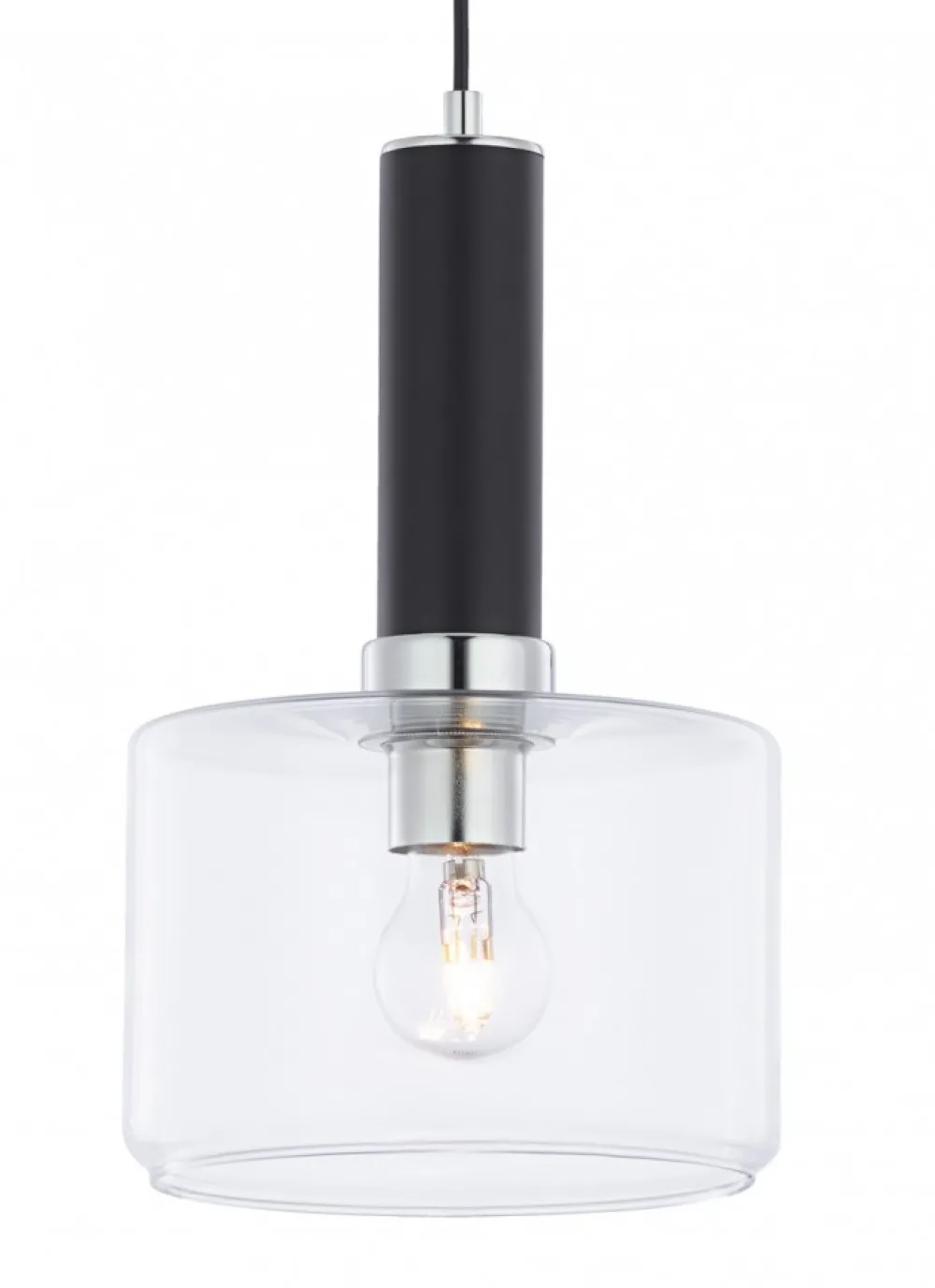 Lampa Wisząca VANES Srebrny Transparentny Szklany Klosz 1xE27 20 cm * Jupiter Online