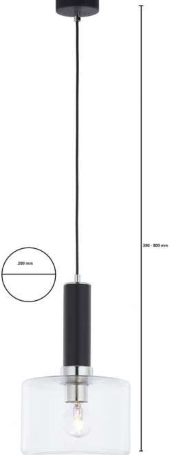 Lampa Wisząca VANES Srebrny Transparentny Szklany Klosz 1xE27 20 cm * Jupiter Online