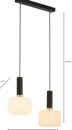 Lampa Wisząca VANES Złoty Bursztynowy Szklane Klosze 2xE27 * Jupiter Outlet
