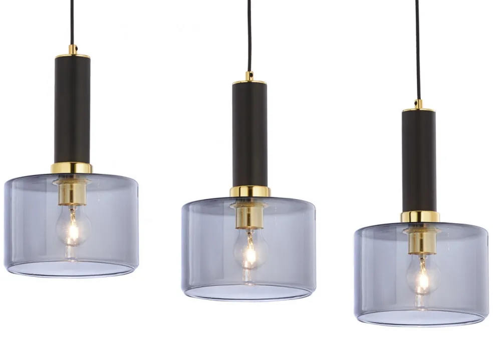 Lampa Wisząca VANES Złoty Dymiony Szklane Klosze 3xE27 * Jupiter Sale