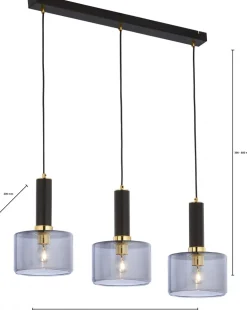 Lampa Wisząca VANES Złoty Dymiony Szklane Klosze 3xE27 * Jupiter Sale