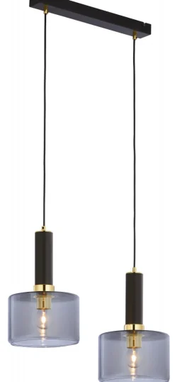 Lampa Wisząca VANES Złoty Dymiony Szklane Klosze 2xE27 * Jupiter Outlet