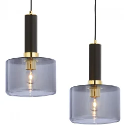 Lampa Wisząca VANES Złoty Dymiony Szklane Klosze 2xE27 * Jupiter Outlet