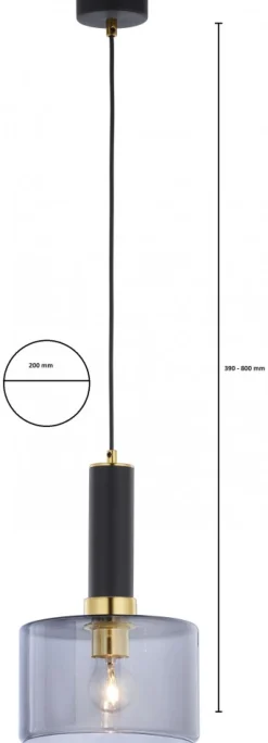 Lampa Wisząca VANES Złoty Dymiony Szklany Klosz 1xE27 20 cm * Jupiter Sale