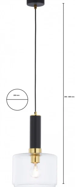 Lampa Wisząca VANES Złoty Transparentny Szklany Klosz 1xE27 20 cm * Jupiter Sale