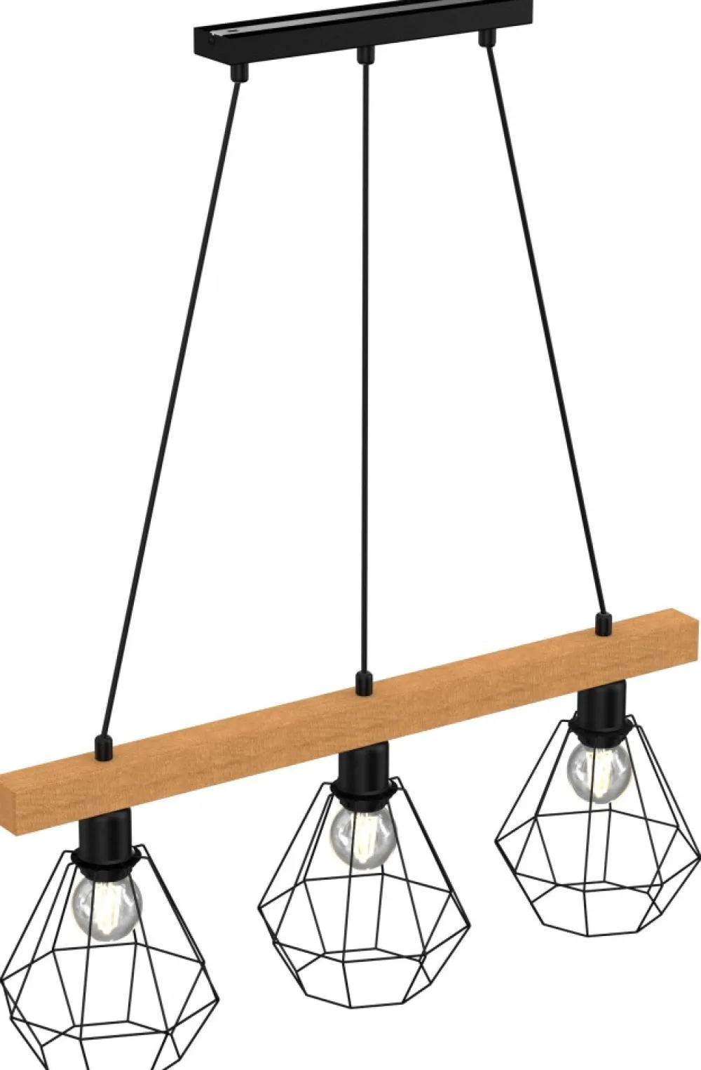 Lampa Wisząca VASTRA Czarny Brązowy 3xE27 * Luminex New