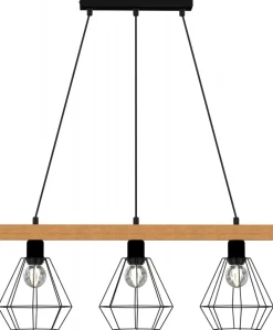 Lampa Wisząca VASTRA Czarny Brązowy 3xE27 * Luminex New