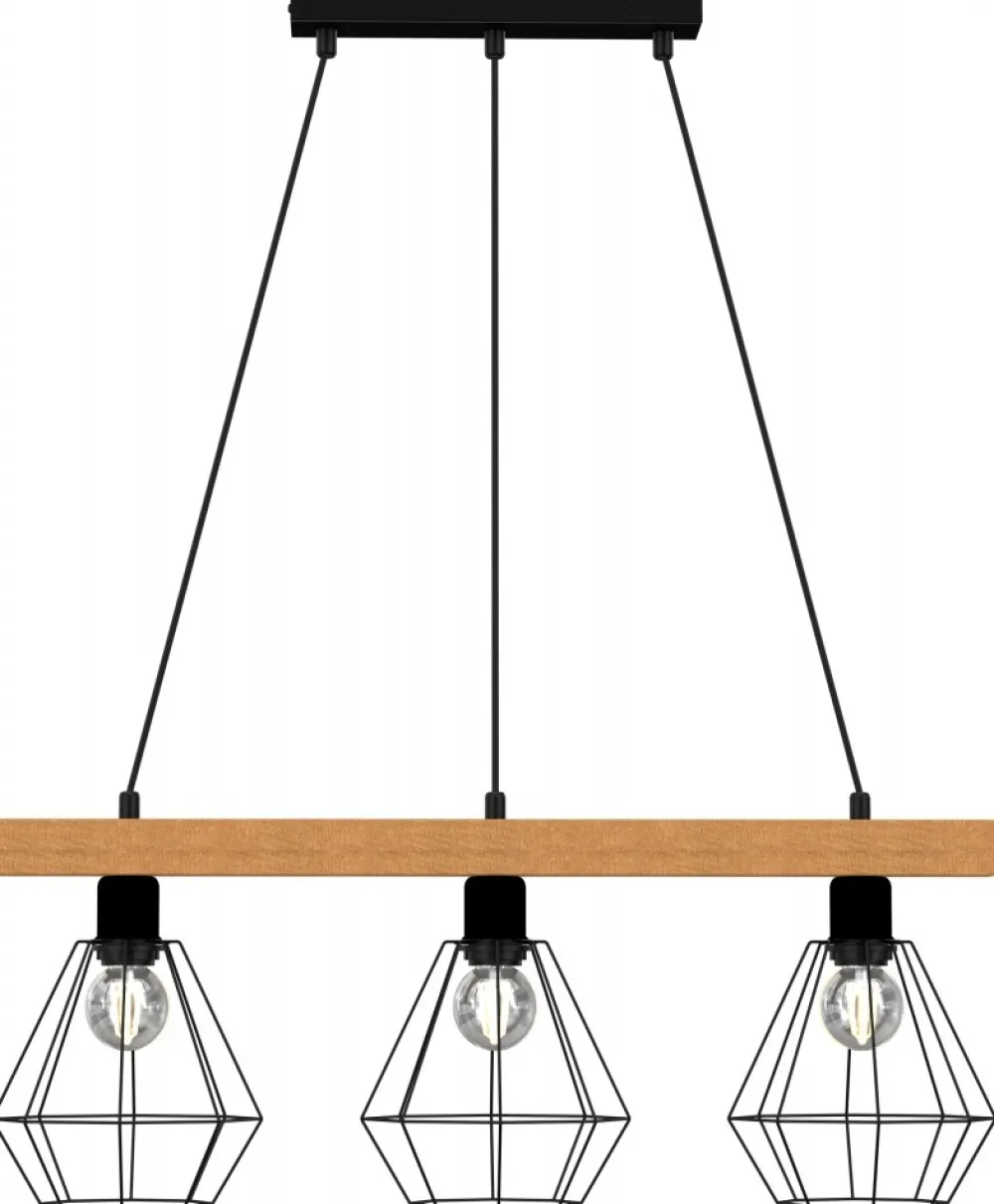 Lampa Wisząca VASTRA Czarny Brązowy 3xE27 * Luminex New