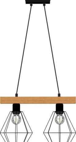 Lampa Wisząca VASTRA Czarny Brązowy 2xE27