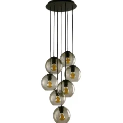 Lampa Wisząca VETRO Czarny Dymiony Szklane Klosze 7xE27 * Nowodvorski