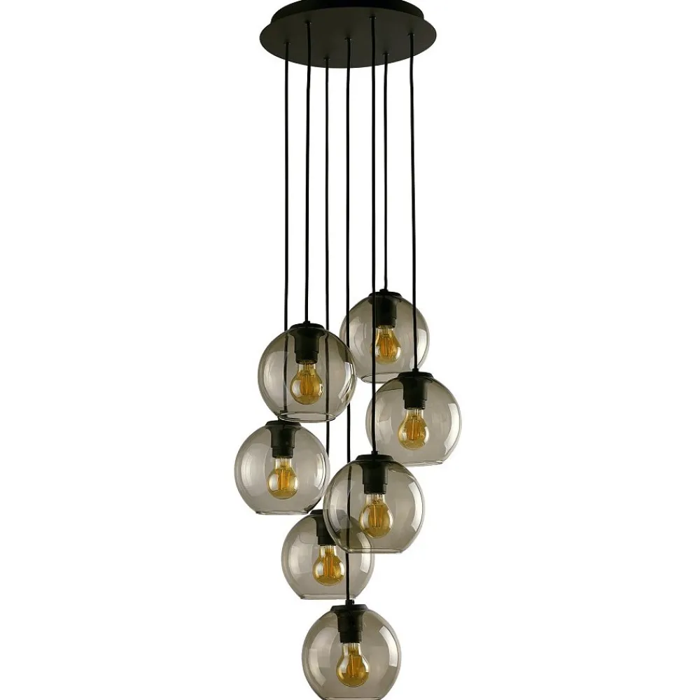 Lampa Wisząca VETRO Czarny Dymiony Szklane Klosze 7xE27 * Nowodvorski