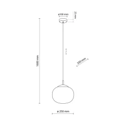Lampa Wisząca VIBE Czarny Biały Szklany Klosz 1xE27 25cm * TK Lighting Discount