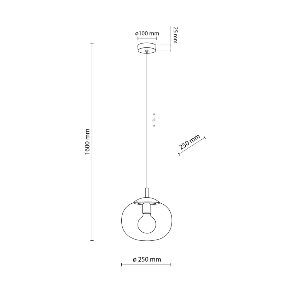 Lampa Wisząca VIBE Czarny Grafit Szklany Klosz 1xE27 25cm * TK Lighting Online