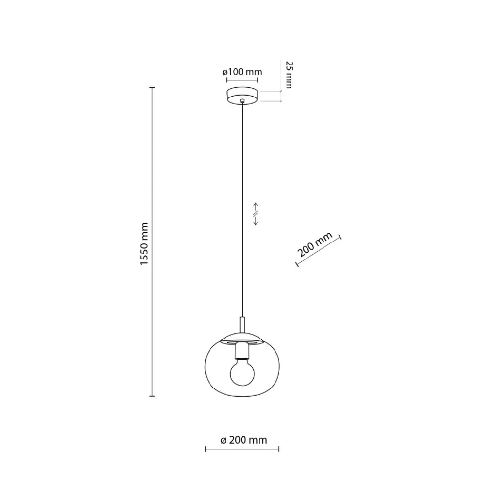 Lampa Wisząca VIBE Czarny Grafit Szklany Klosz 1xE27 20cm * TK Lighting Online