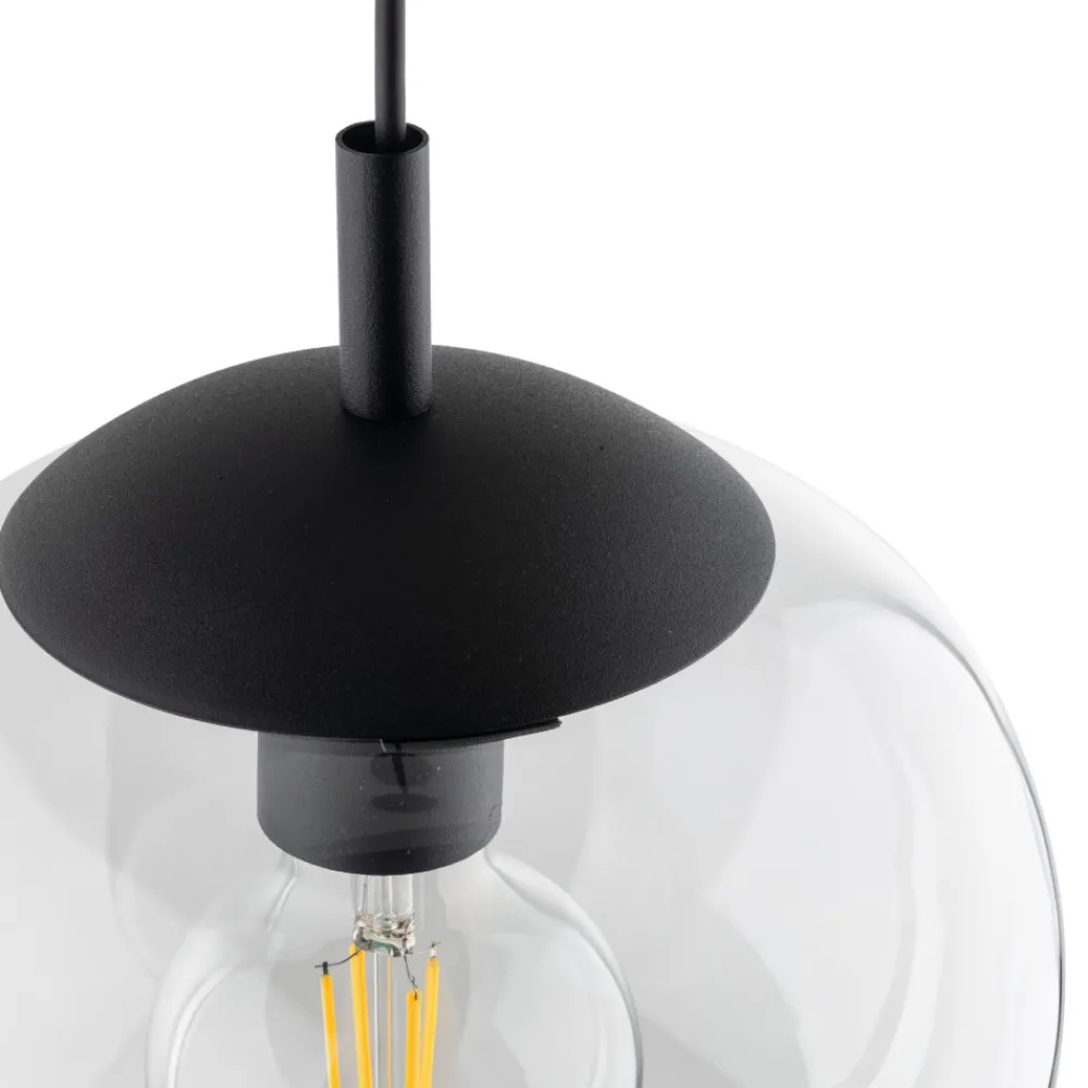 Lampa Wisząca VIBE Czarny Transparentny Szklany Klosz 1xE27 20cm * TK Lighting New