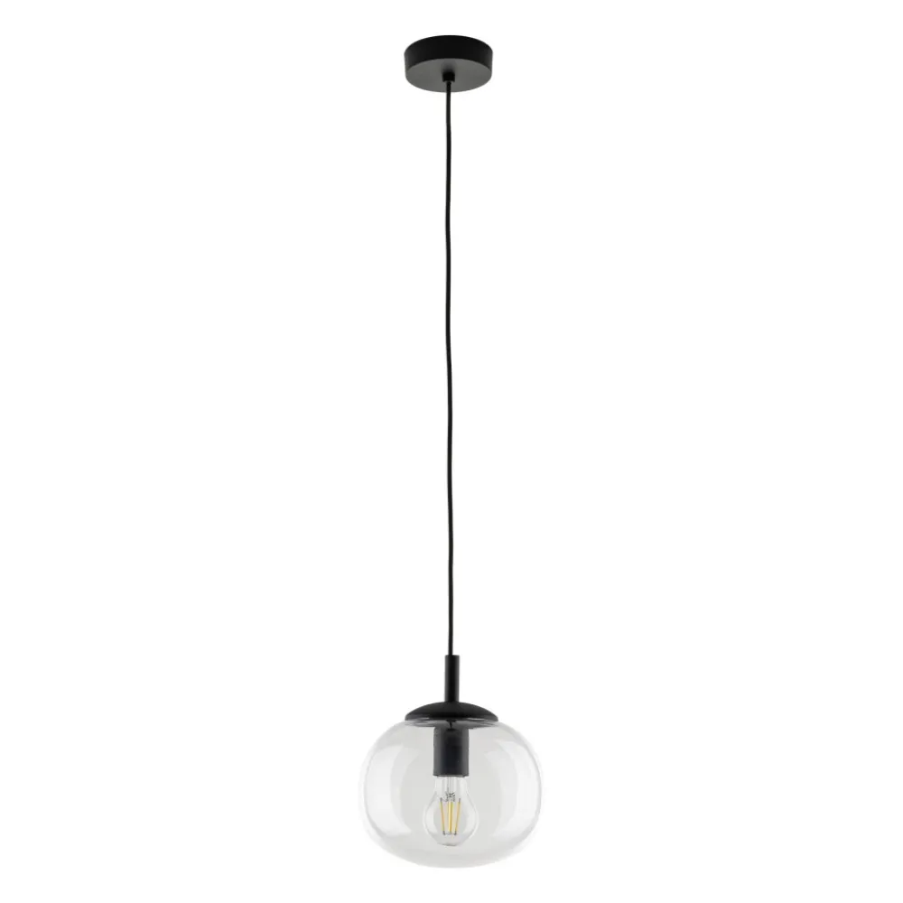 Lampa Wisząca VIBE Czarny Transparentny Szklany Klosz 1xE27 20cm * TK Lighting New