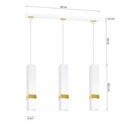 Lampa Wisząca VIDAR Biały Złoty 3xGU10 * Eko-light Online