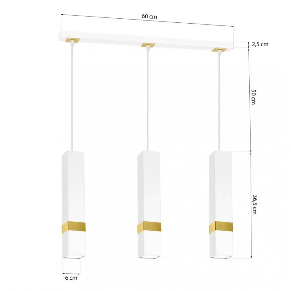 Lampa Wisząca VIDAR Biały Złoty 3xGU10 * Eko-light Online