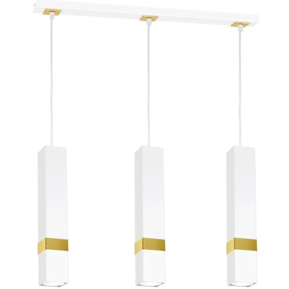 Lampa Wisząca VIDAR Biały Złoty 3xGU10 * Eko-light Online