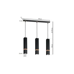 Lampa wisząca VIDAR Czarny Brązowy 3xGU10 * Eko-light Best