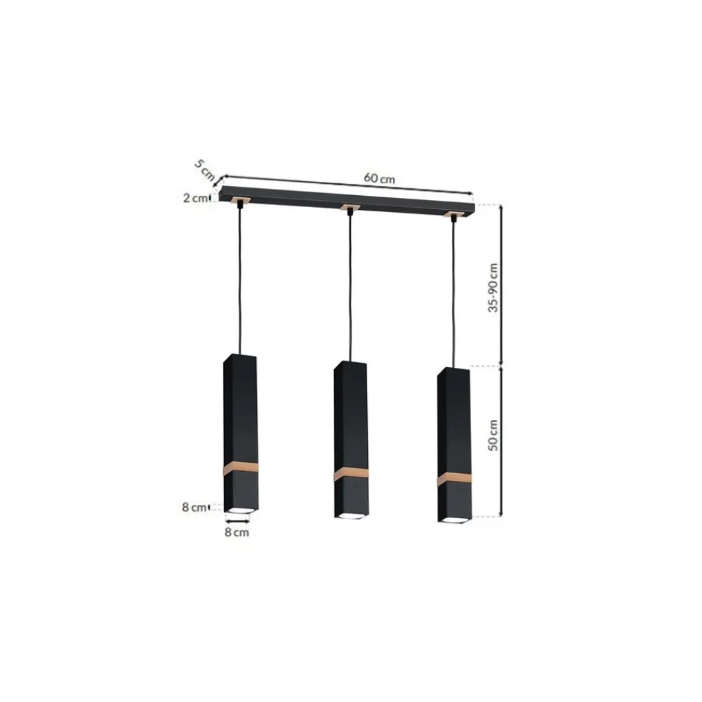 Lampa wisząca VIDAR Czarny Brązowy 3xGU10 * Eko-light Best