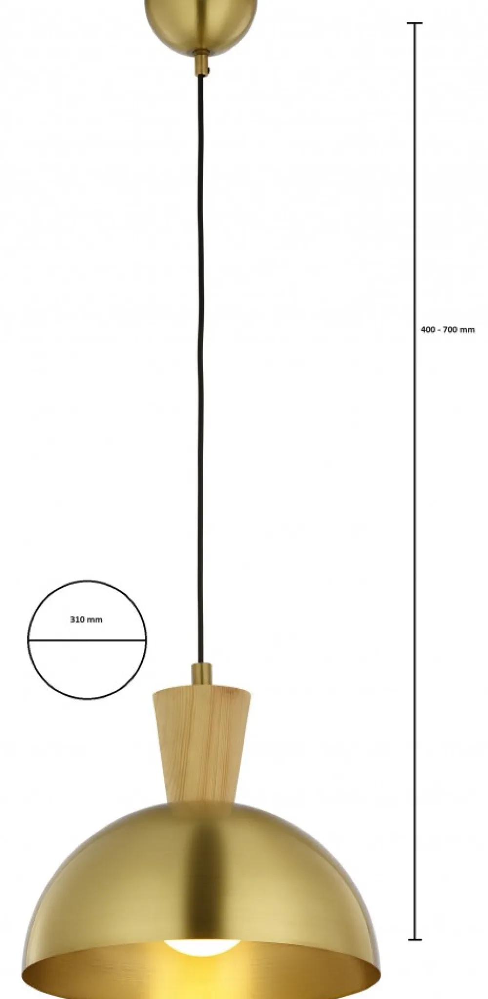 Lampa Wisząca VITO Złoty 1xE27 31 cm * Jupiter New