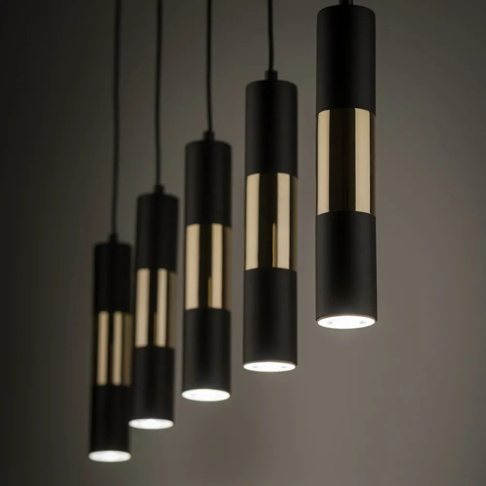 Lampa Wisząca VIVIENE Czarny Złoty 5xGU10 * TK Lighting Outlet