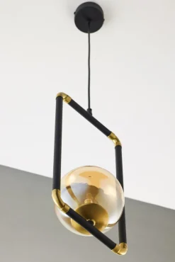 Lampa Wisząca ZAFRA Czarny Bursztynowy Szklany Klosz 1xG9 16 cm * Jupiter Best