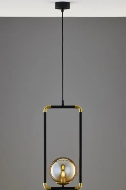 Lampa Wisząca ZAFRA Czarny Bursztynowy Szklany Klosz 1xG9 16 cm * Jupiter Best