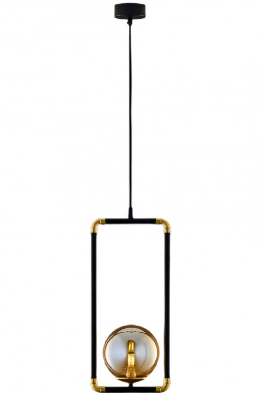 Lampa Wisząca ZAFRA Czarny Bursztynowy Szklany Klosz 1xG9 16 cm * Jupiter Best