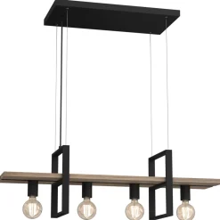 Lampa Wisząca z Półką SHELF Czarny Brązowy 4xE27 * Luminex Sale