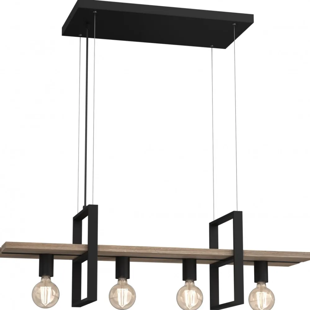 Lampa Wisząca z Półką SHELF Czarny Brązowy 4xE27 * Luminex Sale
