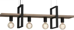 Lampa Wisząca z Półką SHELF Czarny Brązowy 4xE27 * Luminex Sale