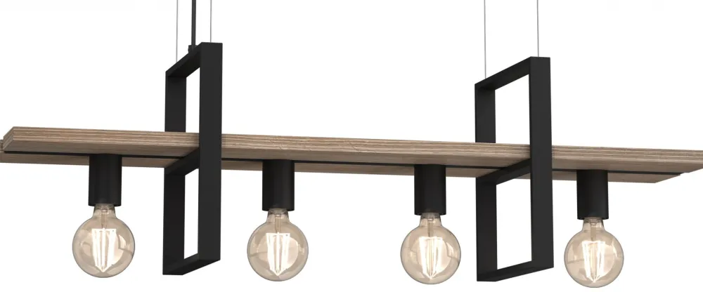 Lampa Wisząca z Półką SHELF Czarny Brązowy 4xE27 * Luminex Sale