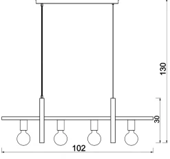 Lampa Wisząca z Półką SHELF Czarny Brązowy 4xE27 * Luminex Sale