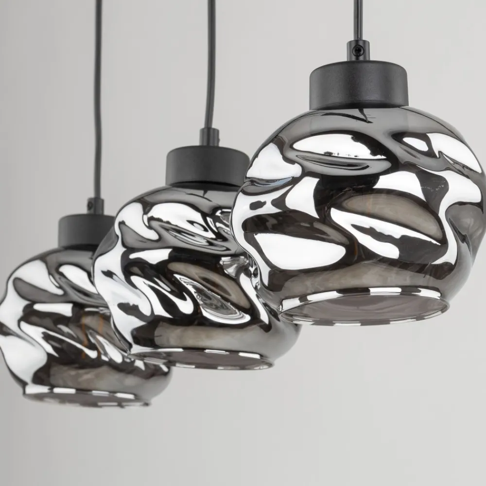 Lampa Wisząca ZULIA Czarny Listwa Szklane Klosze 3xE27 * TK Lighting Clearance
