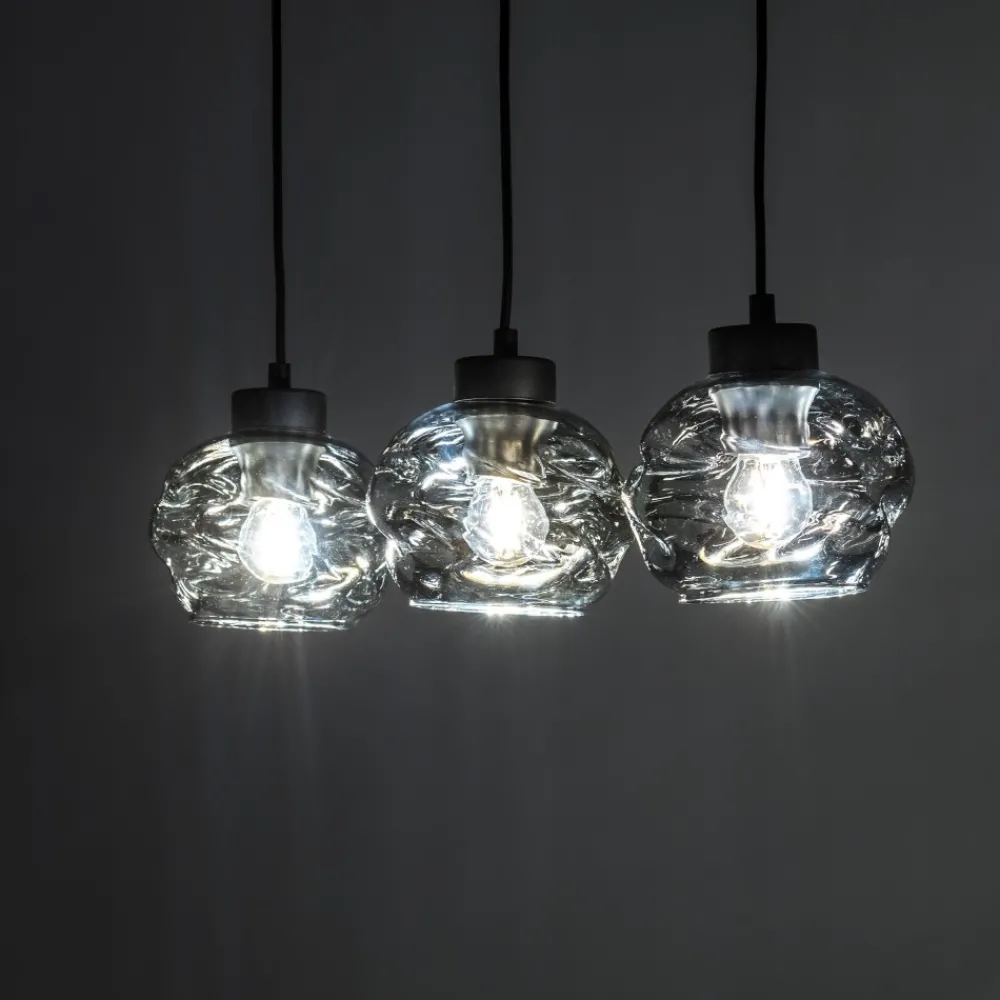 Lampa Wisząca ZULIA Czarny Listwa Szklane Klosze 3xE27 * TK Lighting Clearance