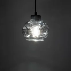Lampa Wisząca ZULIA Czarny Szklany Klosz 1xE27