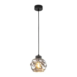 Lampa Wisząca ZULIA Czarny Szklany Klosz 1xE27
