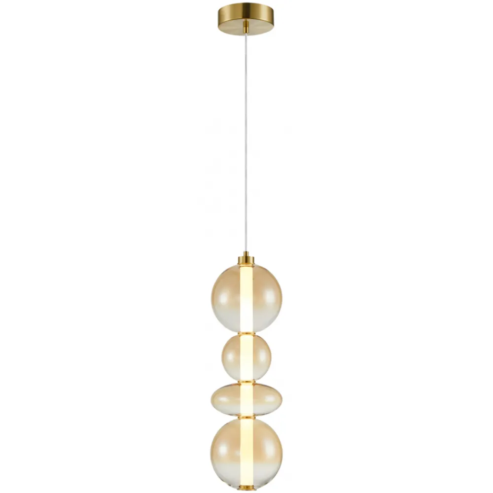 Lampa Wsząca DAPHNE Złoty Szklany Klosz 36W LED 20cm * Eko-light Sale