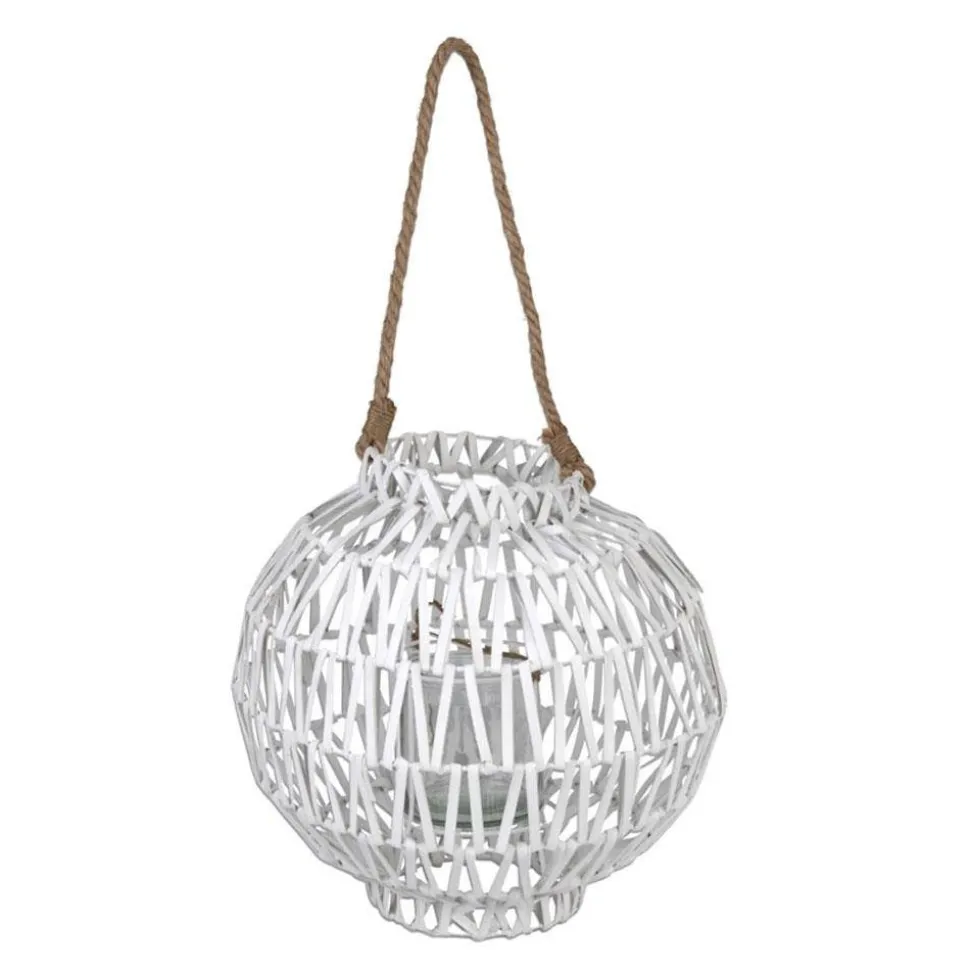 Lampion biały na sznurze Boho