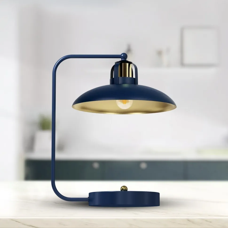 Lampka Biurkowa FELIX Niebieski Złoty Metalowy Klosz 1xE27 45cm