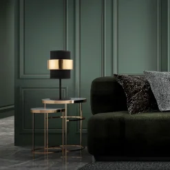 Lampka Nocna CALISTO Czarny Złoty Abażur 38cm