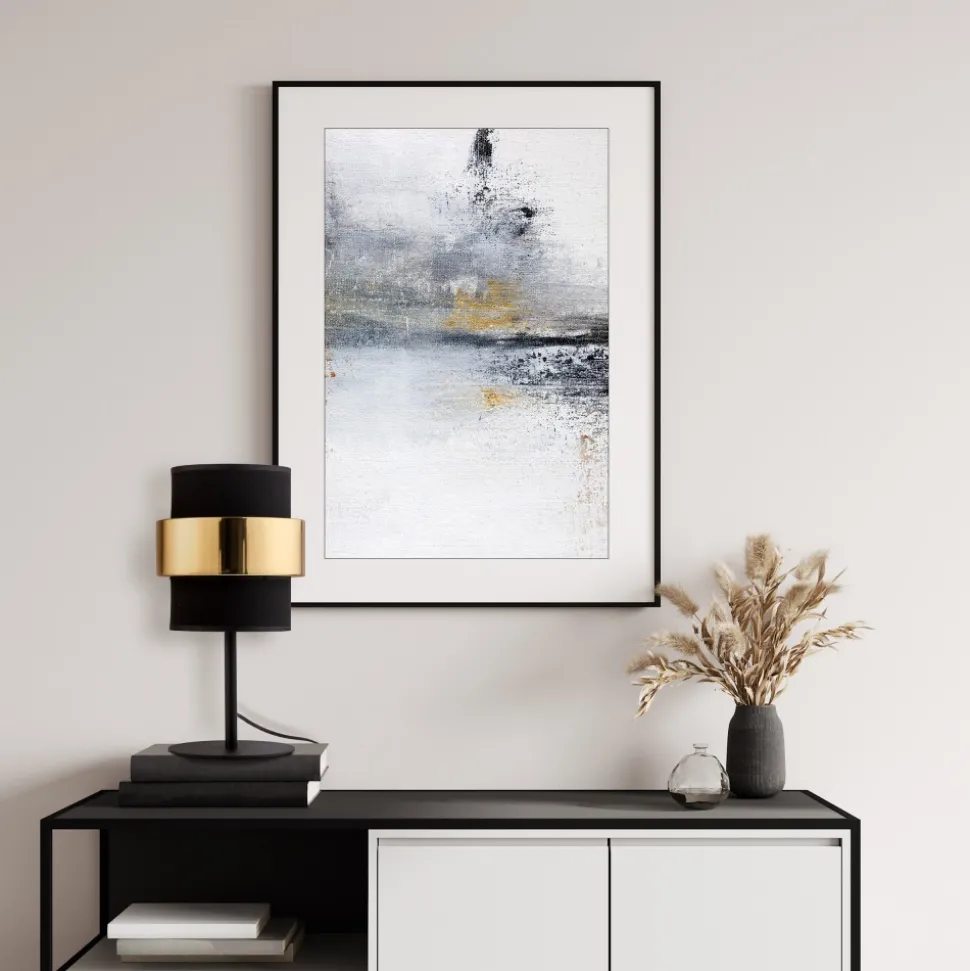 Lampka Nocna CALISTO Czarny Złoty Abażur 38cm