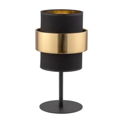 Lampka Nocna CALISTO Czarny Złoty Abażur 38cm