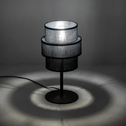 Lampka Nocna CALISTO Czarny Abażur 38cm