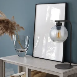 Lampka Nocna CUBUS Czarny Grafitowy Szklany Klosz 46cm