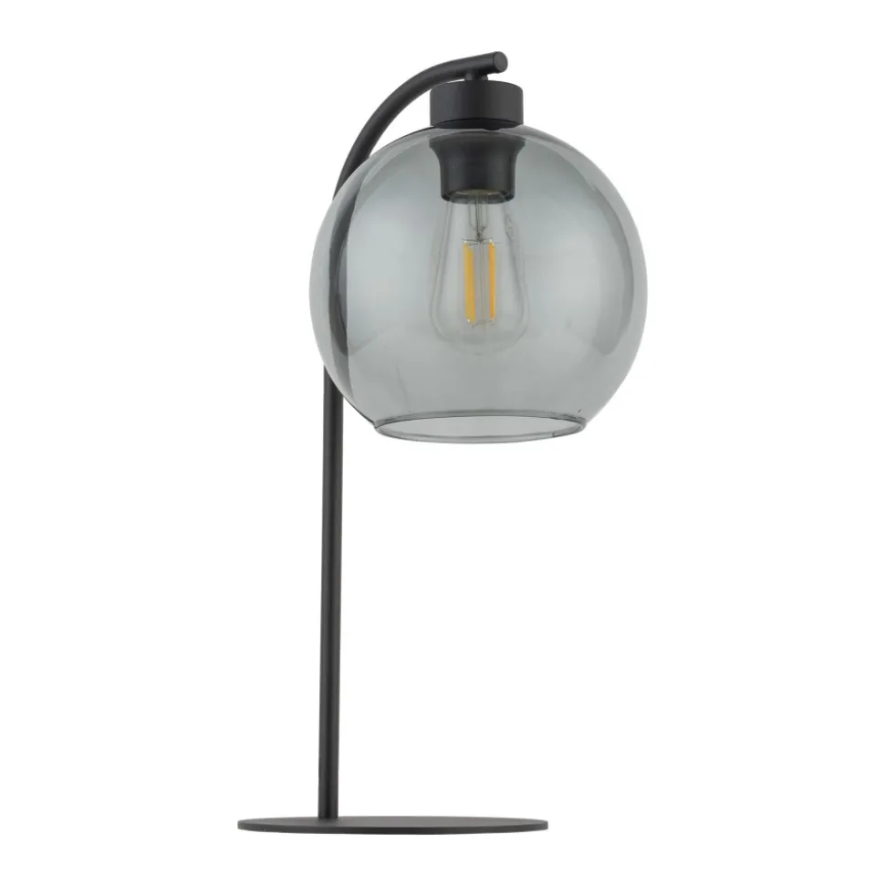 Lampka Nocna CUBUS Czarny Grafitowy Szklany Klosz 46cm