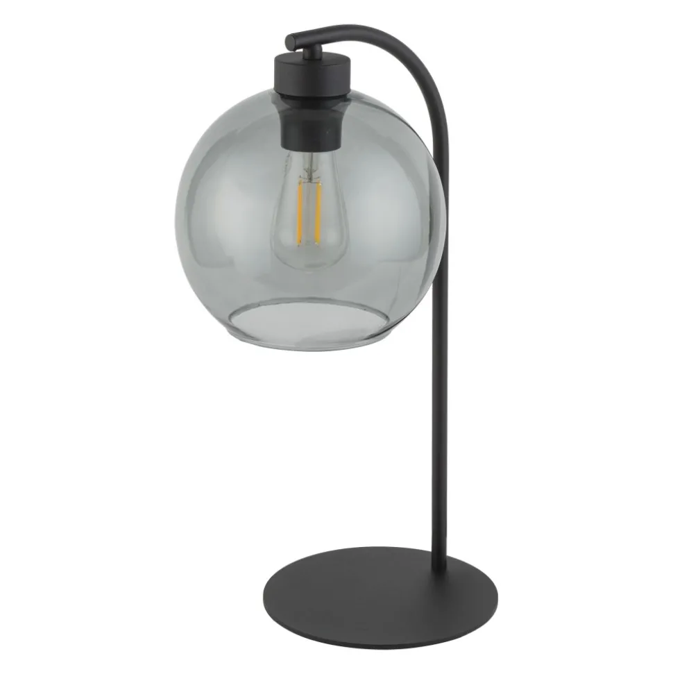 Lampka Nocna CUBUS Czarny Grafitowy Szklany Klosz 46cm